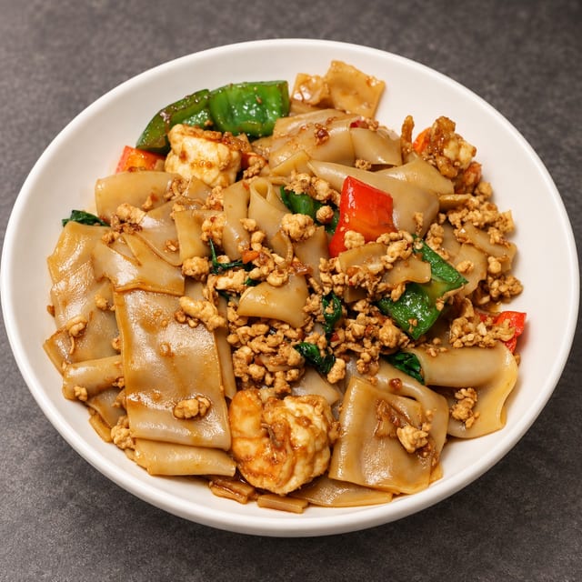 Drunken Noodles with Chicken (lunch).