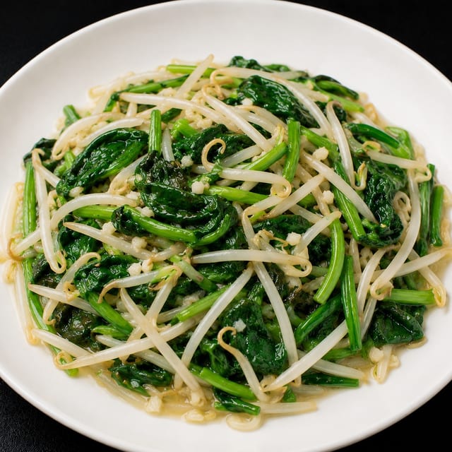 Stir-Fry Spinach and Beansprouts (lunch).